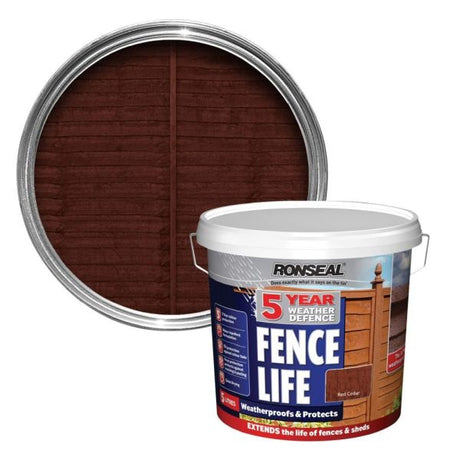 Ronseal 5 Litre Red Cedar Fence Life Paint - Old Railway Line Garden Centre