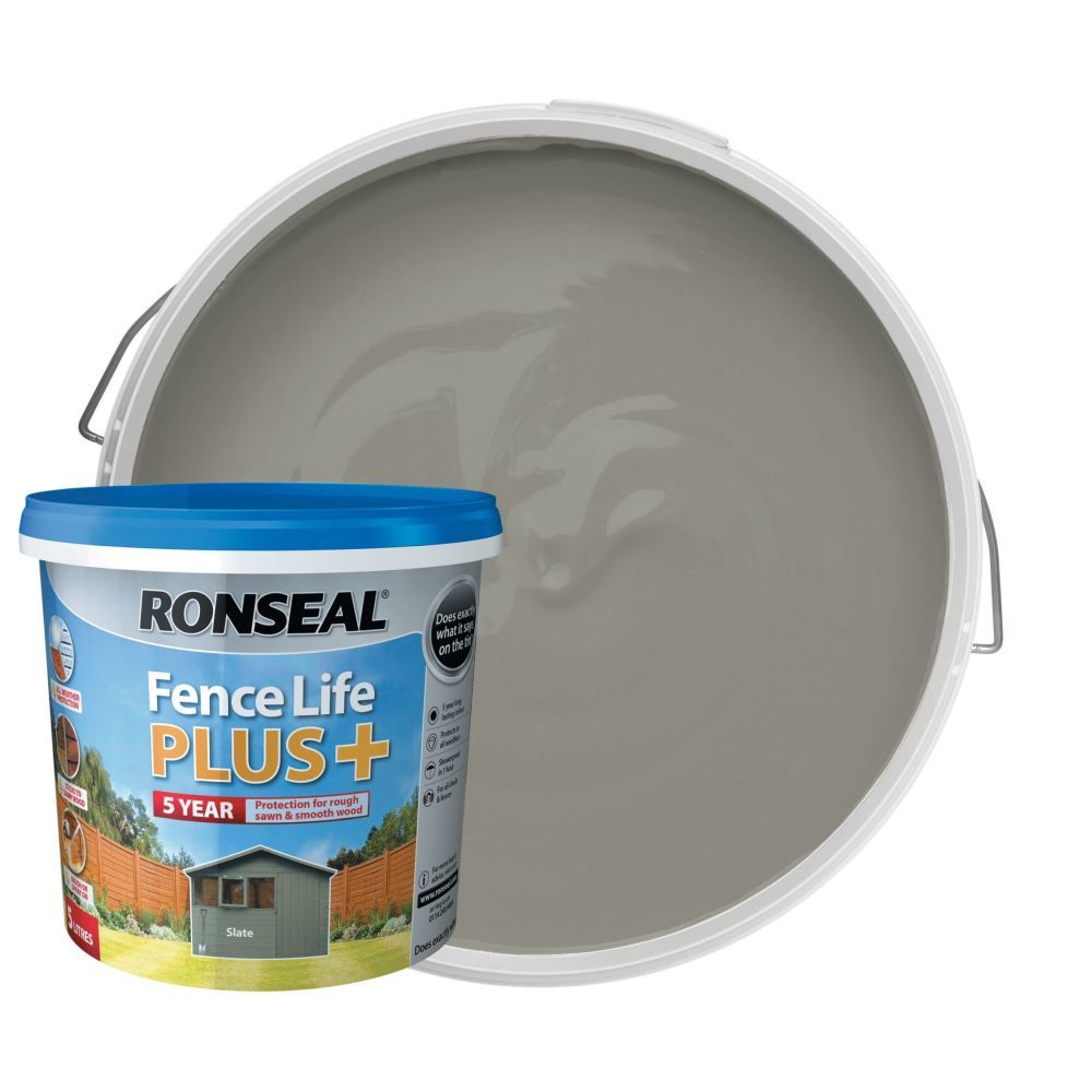 Ronseal 5 Litre Slate Grey Fence Life Plus Paint - Old Railway Line Garden Centre