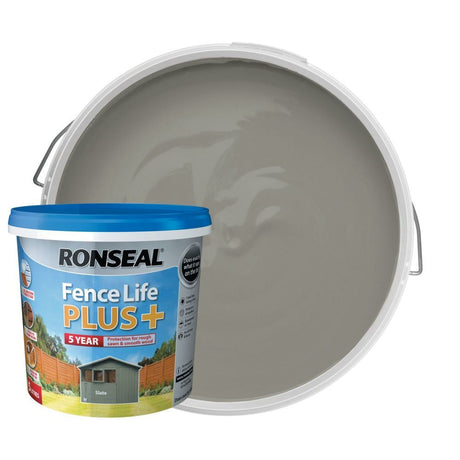 Ronseal 5 Litre Slate Grey Fence Life Plus Paint - Old Railway Line Garden Centre