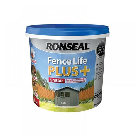 Ronseal 5 Litre Slate Grey Fence Life Plus Paint - Old Railway Line Garden Centre