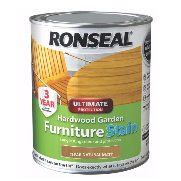 Ronseal 750ml Clear Natural Matt Garden Furniture Stain - Old Railway Line Garden Centre
