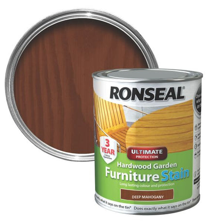 Ronseal 750ml Deep Mahogany Garden Furniture Stain - Old Railway Line Garden Centre