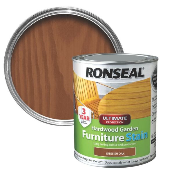 Ronseal 750ml English Oak Garden Furniture Stain - Old Railway Line Garden Centre