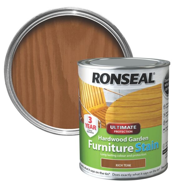 Ronseal 750ml Rich Teak Garden Furniture Stain - Old Railway Line Garden Centre