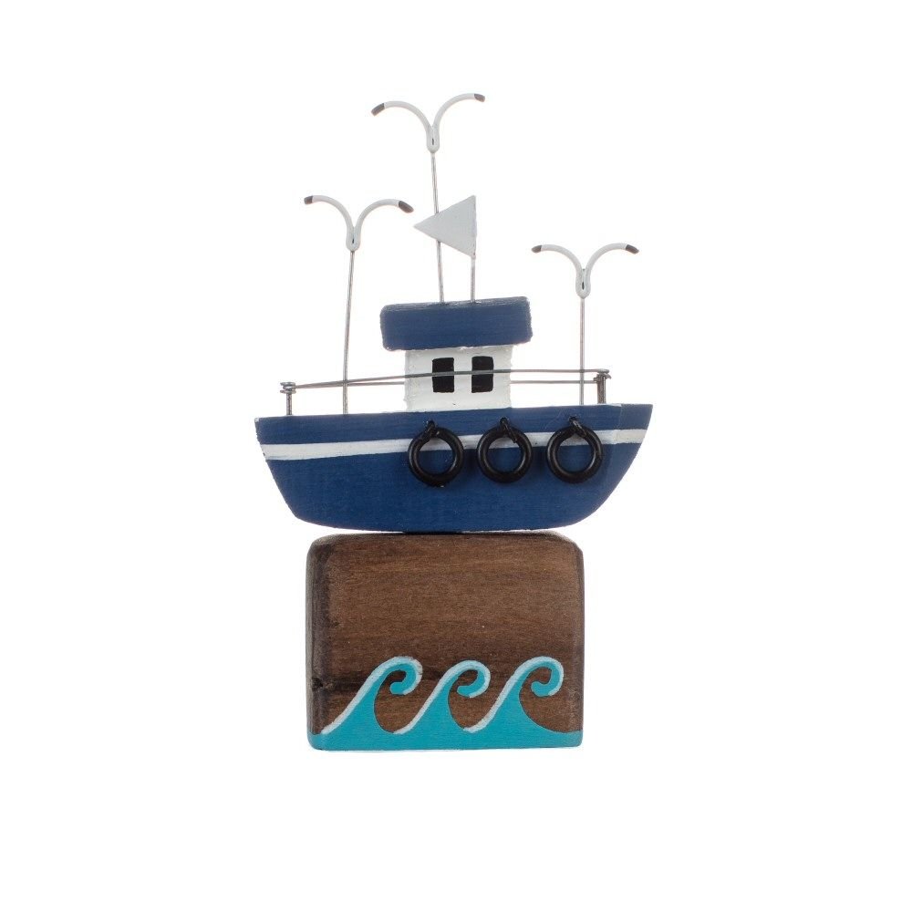 Shoeless Joe 12cm Sailing The Seas Blue Ornament - Old Railway Line Garden Centre