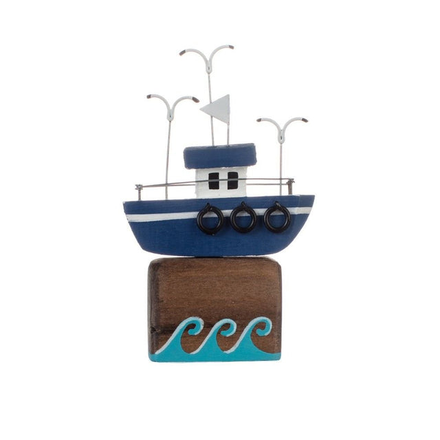 Shoeless Joe 12cm Sailing The Seas Blue Ornament - Old Railway Line Garden Centre