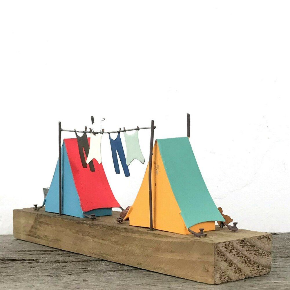 Shoeless Joe 20cm Metal Campsite Life Scene Decoration - Old Railway Line Garden Centre