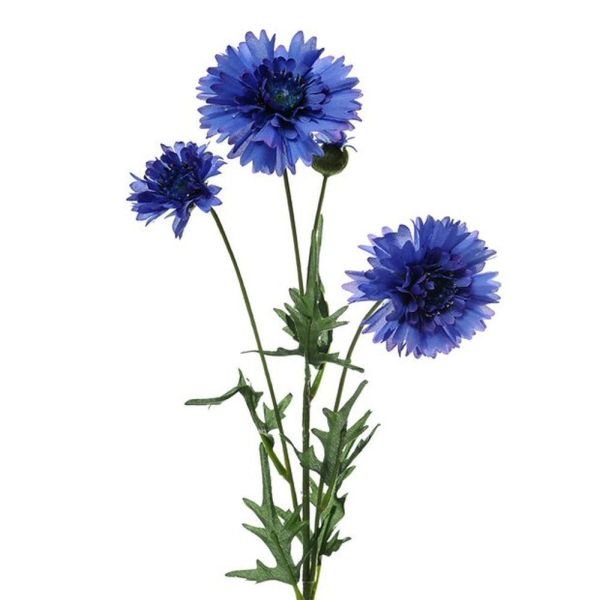 Silk Flowers 65cm Blue Cornflower Spray - Old Railway Line Garden Centre