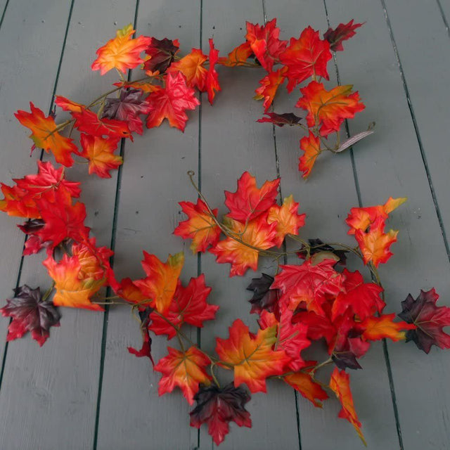 Sincere Floral 180cm Red Artificial Maple Leaf Garland - Old Railway Line Garden Centre