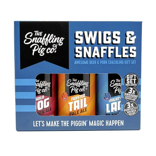 Snaffling Pig Swigs & Snaffles Beer & Pork Crackling Gift Set - Old Railway Line Garden Centre