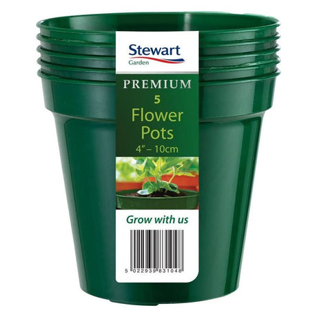 Stewarts 10cm Green Premium Flower Pots (Pack of 5) - Old Railway Line Garden Centre