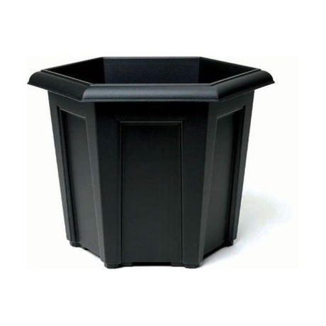Stewarts 40cm Black Regency Hexagonal Plastic Planter - Old Railway Line Garden Centre