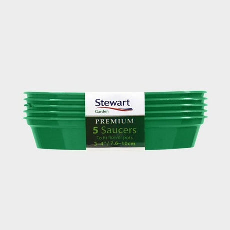 Stewarts 7.6 - 10.2cm Green Flower Pot Saucer (Pack of 5) - Old Railway Line Garden Centre