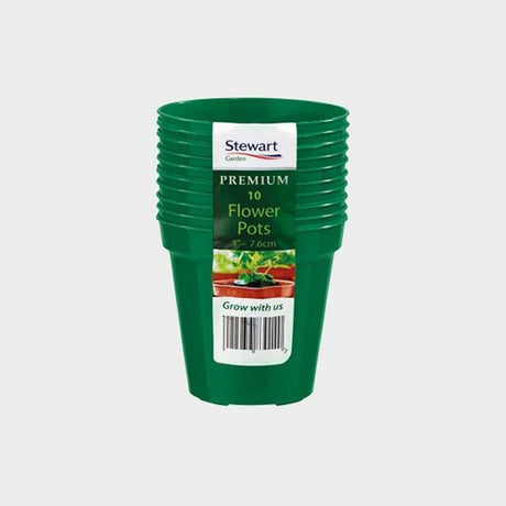 Stewarts 7cm Green Premium Pots (Pack of 10) - Old Railway Line Garden Centre