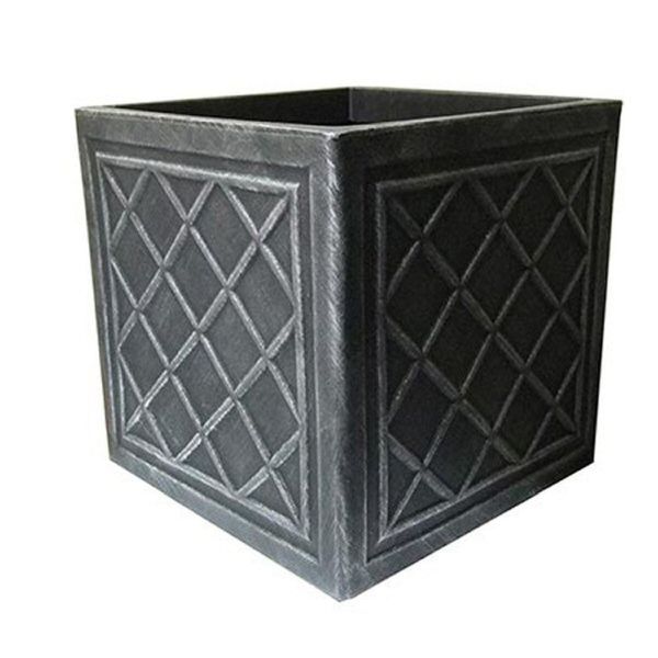 Stewarts Lead Effect Square Plastic Planter - Old Railway Line Garden Centre