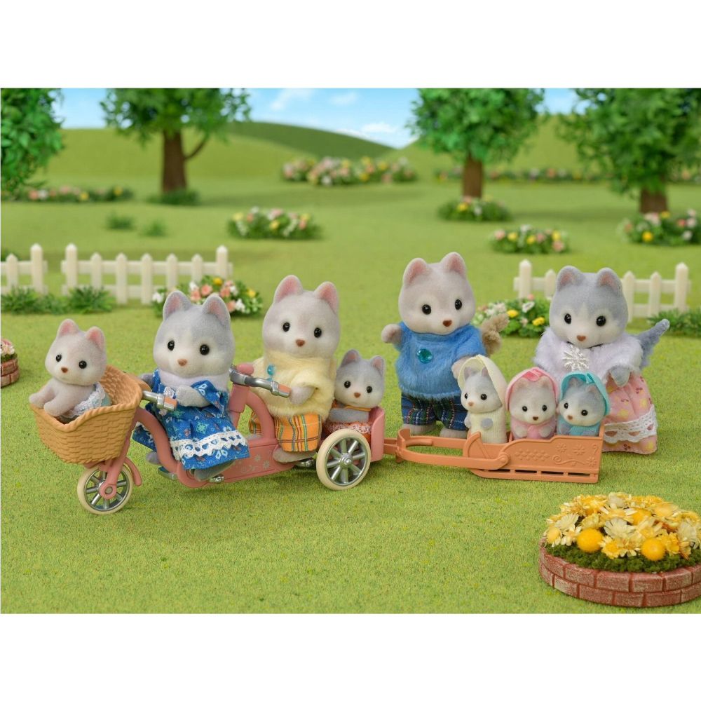 Sylvanian Families Tandem Cycling Set - Husky Brother & Sister - 5637 - Old Railway Line Garden Centre