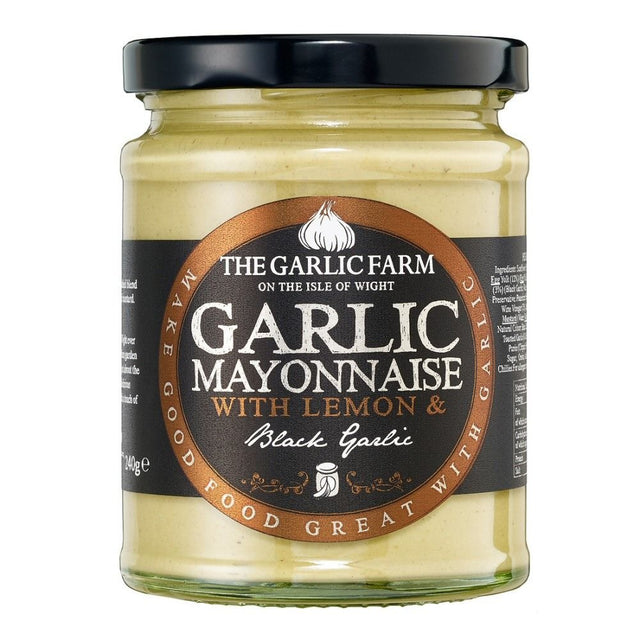 The Garlic Farm 240g Black Garlic Mayonnaise with Lemon - Old Railway Line Garden Centre