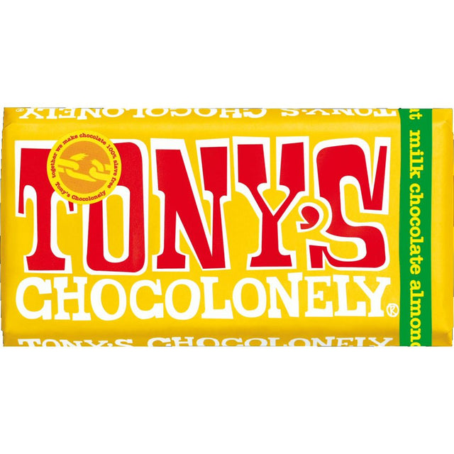 Tony's Chocolonely 180g Almond, Honey & Nougat Milk Chocolate Bar - Old Railway Line Garden Centre