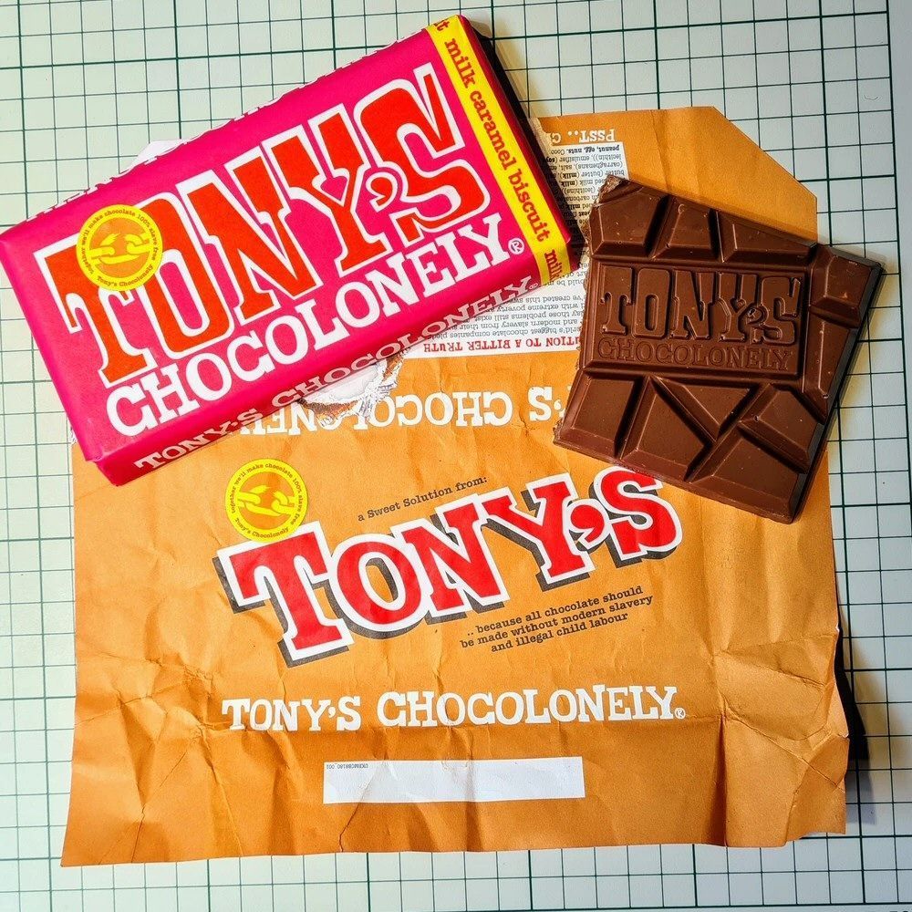 Tony's Chocolonely 180g Caramel Biscuit Milk Chocolate Bar - Old Railway Line Garden Centre