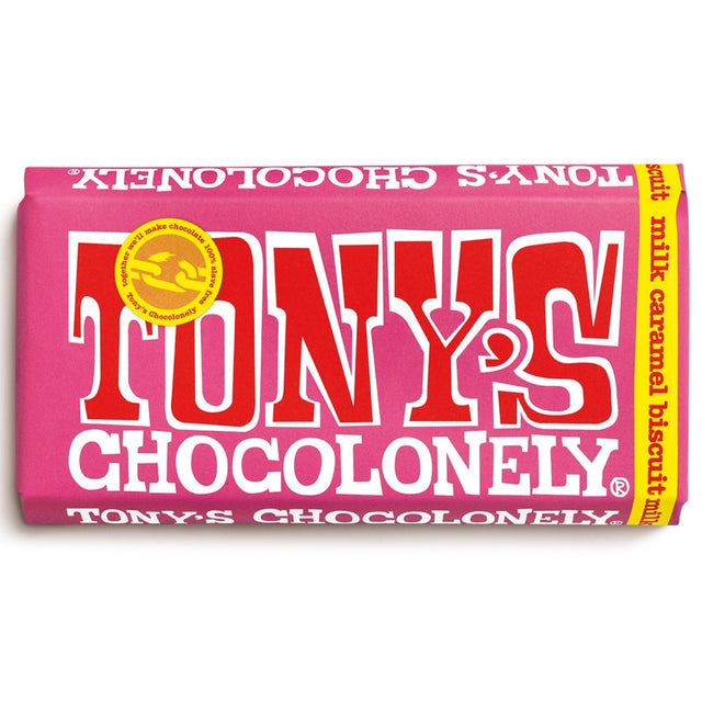 Tony's Chocolonely 180g Caramel Biscuit Milk Chocolate Bar - Old Railway Line Garden Centre