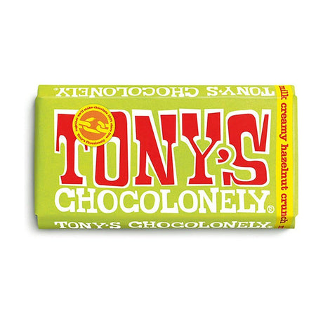 Tony's Chocolonely 180g Creamy Hazelnut Crunch Milk Chocolate Bar - Old Railway Line Garden Centre
