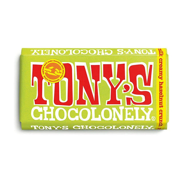 Tony's Chocolonely 180g Creamy Hazelnut Crunch Milk Chocolate Bar - Old Railway Line Garden Centre
