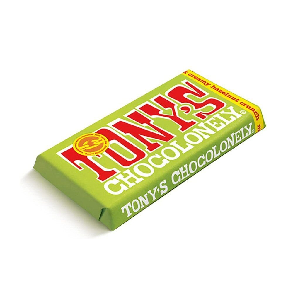 Tony's Chocolonely 180g Creamy Hazelnut Crunch Milk Chocolate Bar - Old Railway Line Garden Centre