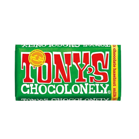 Tony's Chocolonely 180g Hazelnut Milk Chocolate Bar - Old Railway Line Garden Centre