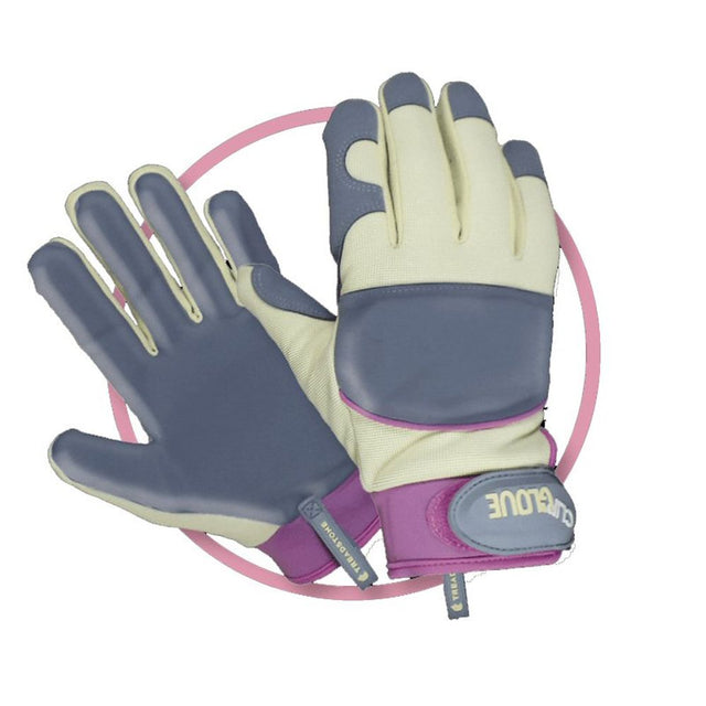 Treadstone ClipGlove Purple Leather Palm Gloves - Small - Old Railway Line Garden Centre