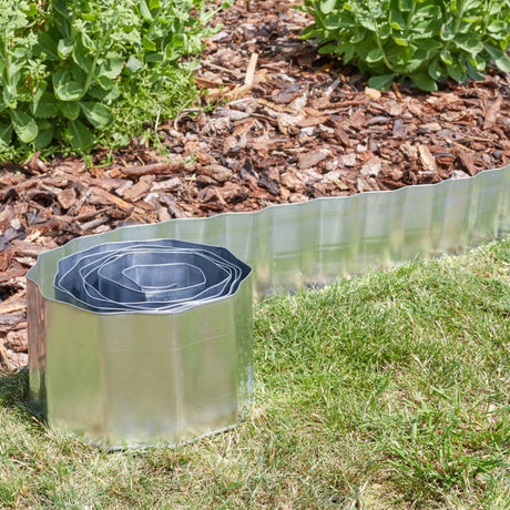 Useful 15cm x 3m Metal Lawn Edging - Old Railway Line Garden Centre