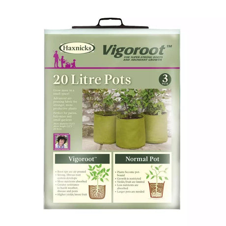 Vigoroot 20 Litres Green Pots (Pack of 3) - Old Railway Line Garden Centre