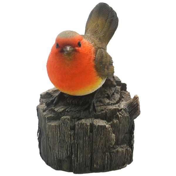 Vivid Arts 15cm Robin on Log - BG - LG22 - F - Old Railway Line Garden Centre