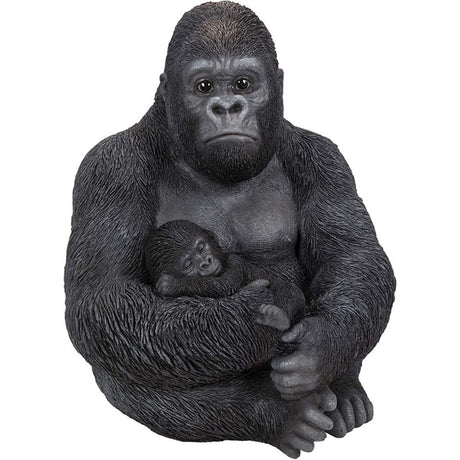 Vivid Arts 40cm Sitting Gorilla with Baby - Old Railway Line Garden Centre