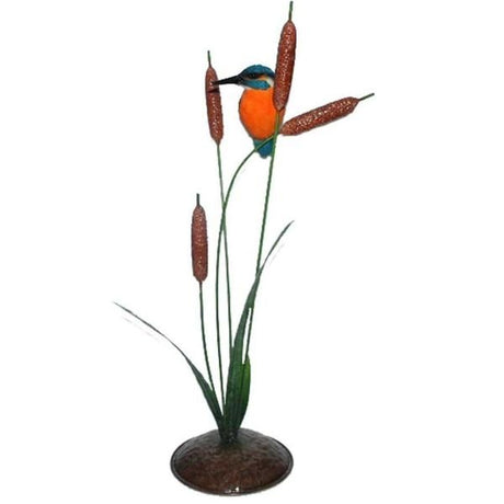 Vivid Arts 60cm Kingfisher on Metal Bulrushes - XMW - SC19 - D - Old Railway Line Garden Centre