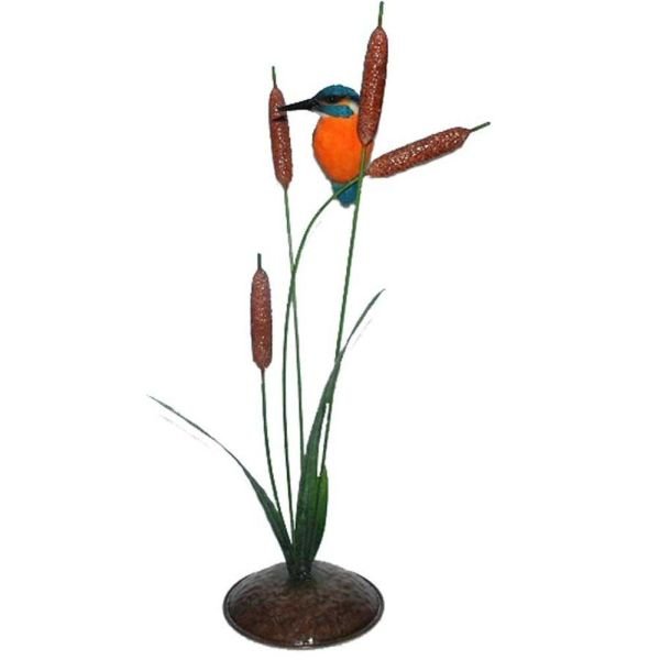 Vivid Arts 60cm Kingfisher on Metal Bulrushes - XMW - SC19 - D - Old Railway Line Garden Centre