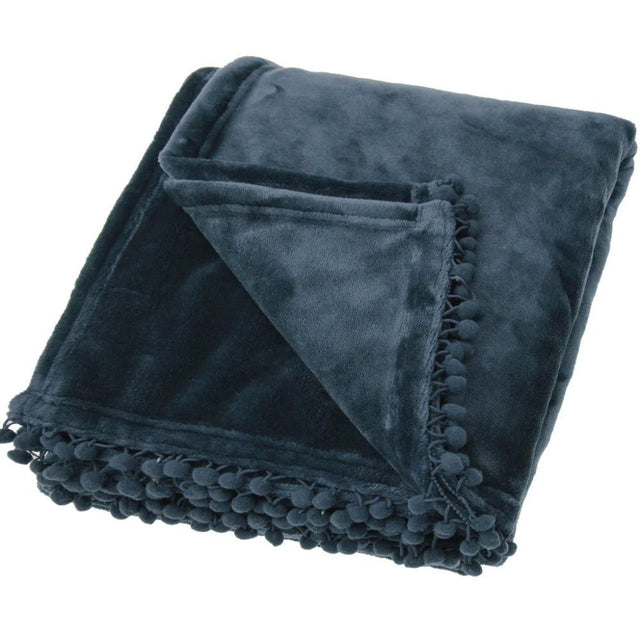 Walton & Co 170cm Slate Blue Cashmere Touch Fleece Throw - Old Railway Line Garden Centre