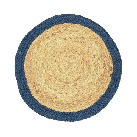 Walton & Co. 35cm Blue Fiesta Circular Jute Placemat - Old Railway Line Garden Centre