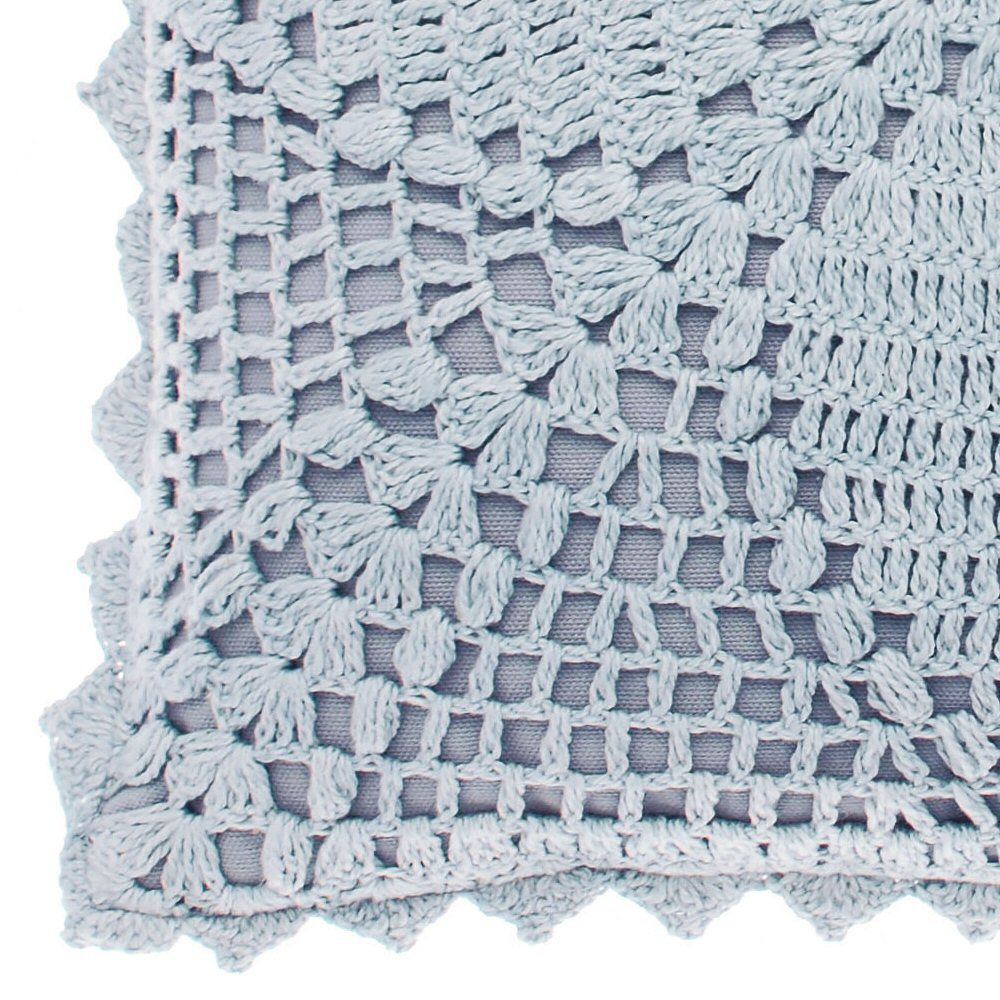Walton & Co. 43cm Pale Blue Crochet Cushion - Old Railway Line Garden Centre