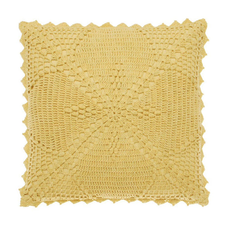 Walton & Co. 43cm Pale Ochre Crochet Cushion - Old Railway Line Garden Centre