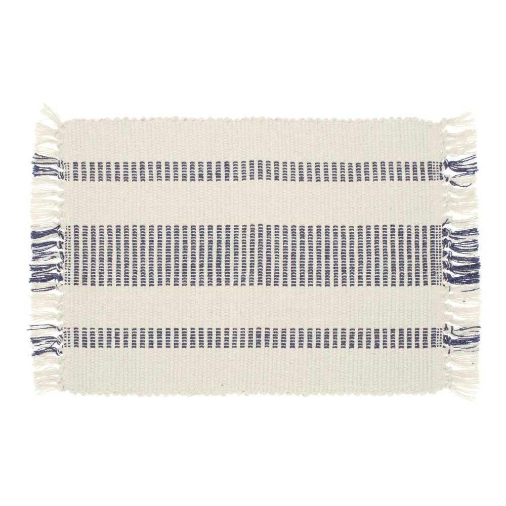 Walton & Co. 48cm Blue Recycled Cotton Stripe Placemat - Old Railway Line Garden Centre