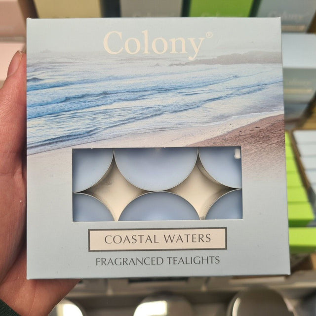 Wax Lyrical Colony Coastal Waters Tea Light Candles (Pack of 9) - Old Railway Line Garden Centre