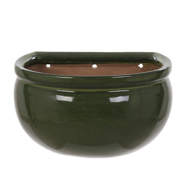 Woodlodge 19cm Green Glazed Blossom Wall Pot - Old Railway Line Garden Centre