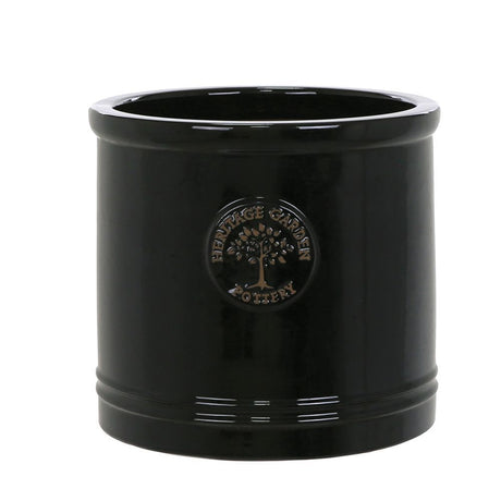 Woodlodge 20cm Black Heritage Cylinder Pot - Old Railway Line Garden Centre