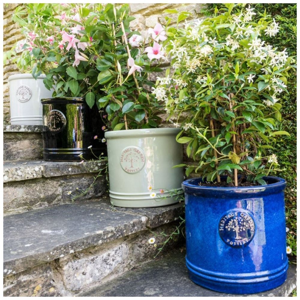 Woodlodge 20cm Black Heritage Cylinder Pot - Old Railway Line Garden Centre