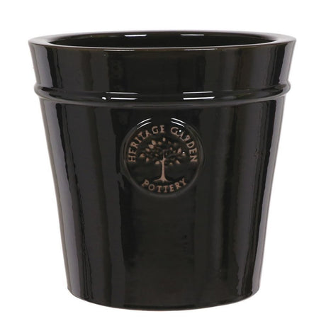 Woodlodge 20cm Black Heritage Pot - Old Railway Line Garden Centre