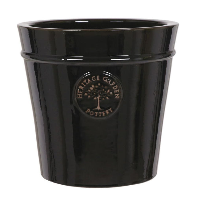 Woodlodge 20cm Black Heritage Pot - Old Railway Line Garden Centre
