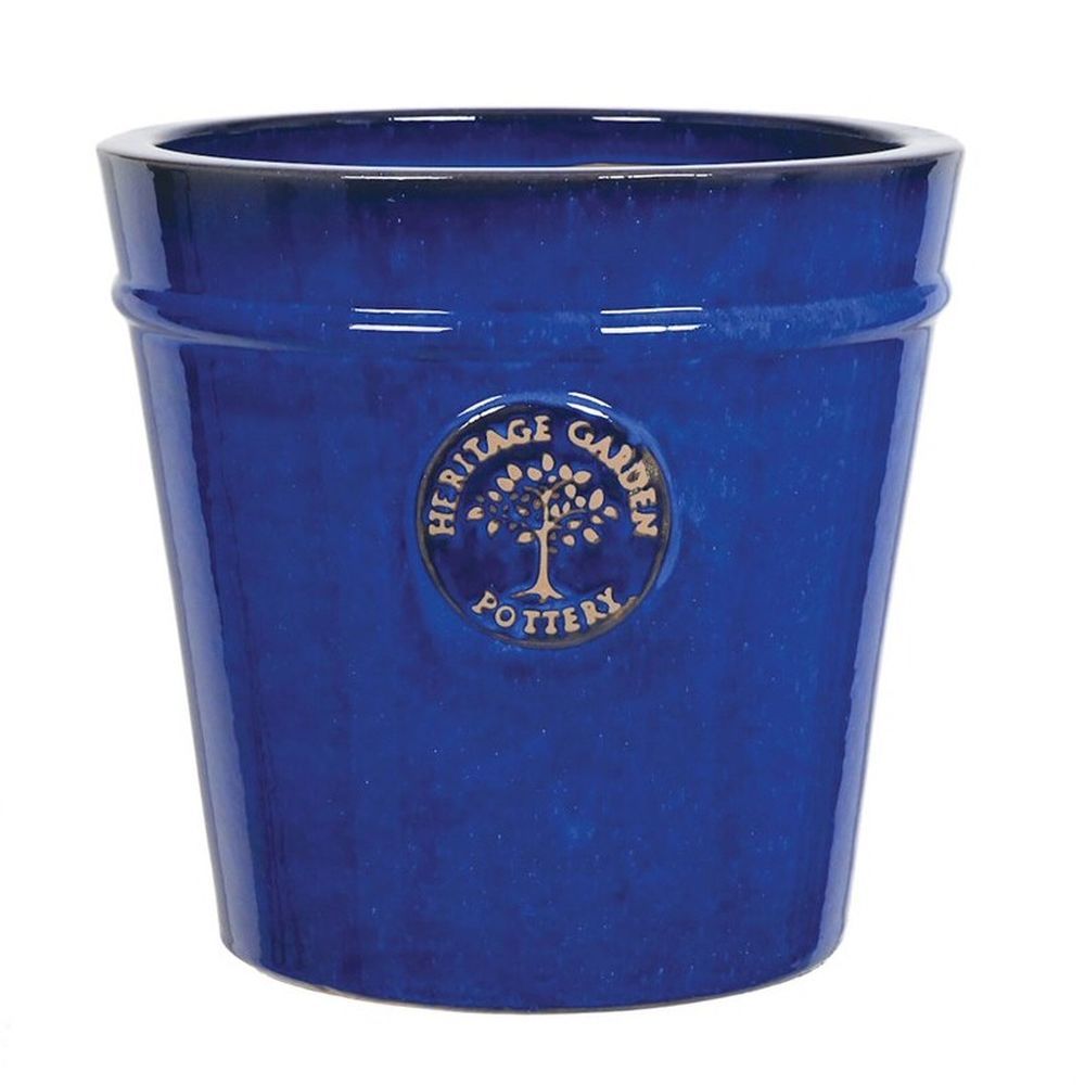 Woodlodge 20cm Blue Glazed Heritage Pot - Old Railway Line Garden Centre