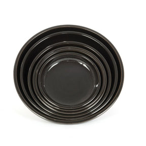 Woodlodge 22cm Black Glazed Blossom Saucer - Old Railway Line Garden Centre