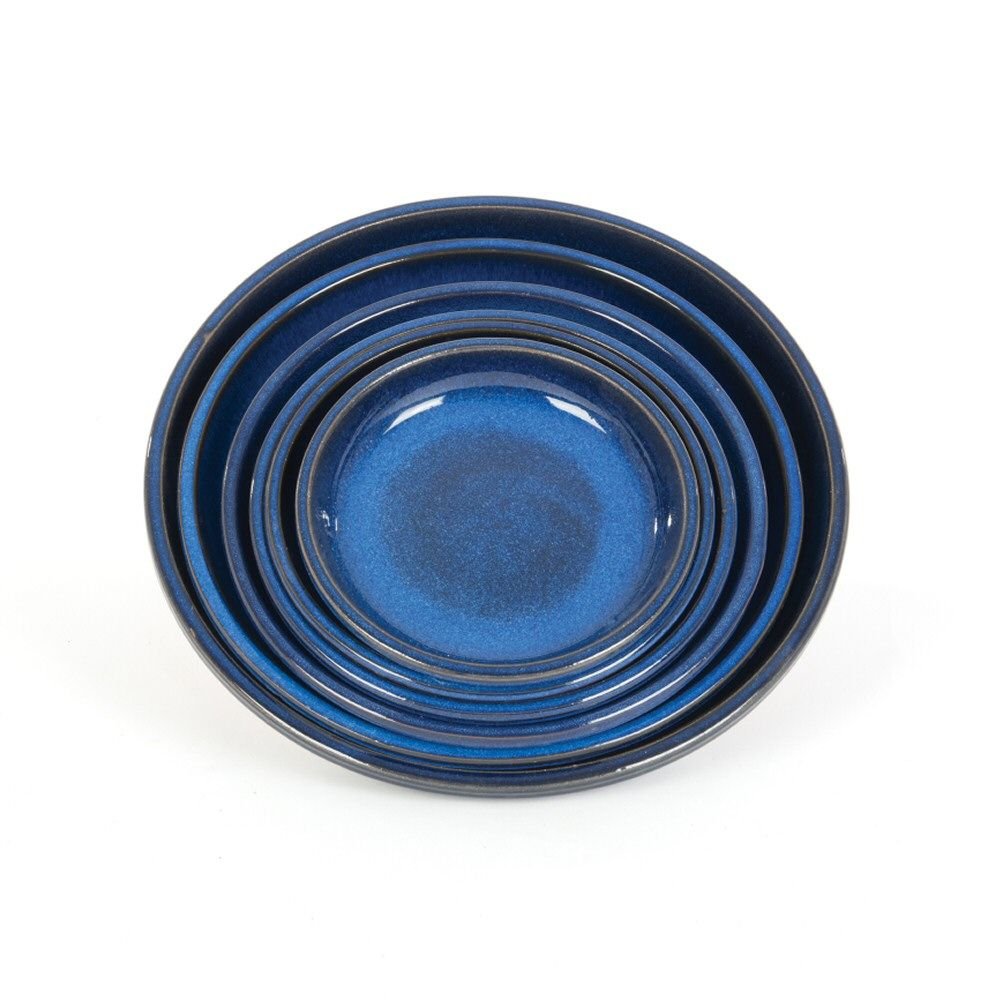 Woodlodge 22cm Blue Glazed Saucer - Old Railway Line Garden Centre