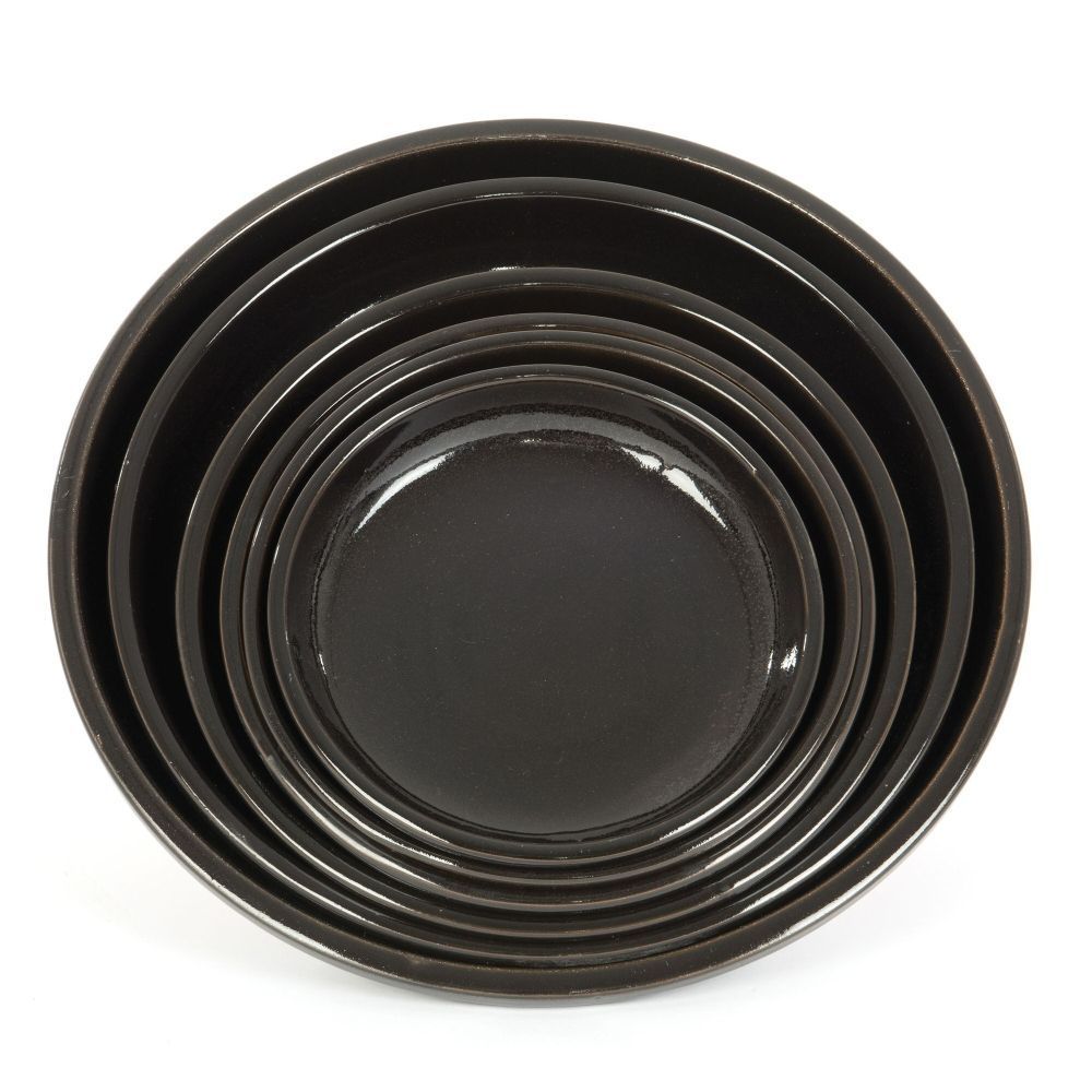 Woodlodge 25cm Black Glazed Saucer - Old Railway Line Garden Centre